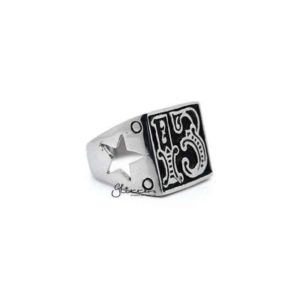 Stainless Steel Antiqued Number #13 Casting Men's Rings