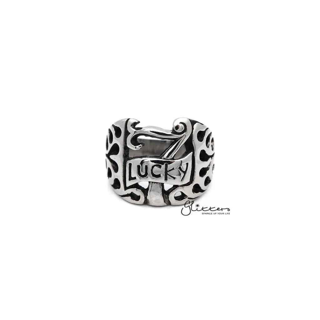 Men's Stainless Steel "LUCKY 7" Casting Rings