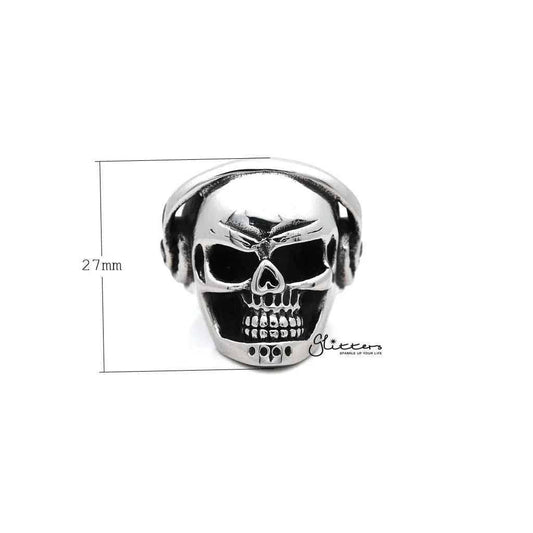 Men's Stainless Steel Skull Head with Headphone Casting Rings