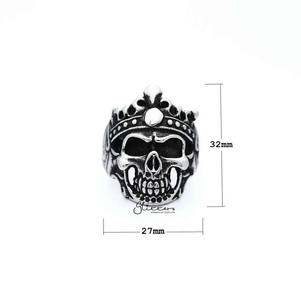 Men's Antiqued Stainless Steel Skull King Casting Rings