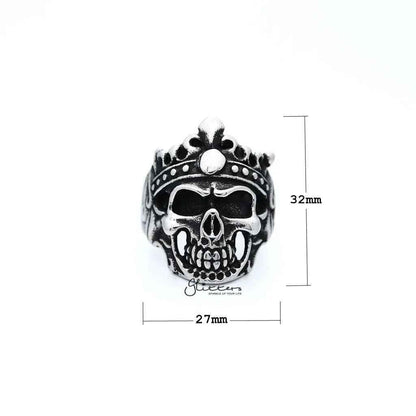 Men's Antiqued Stainless Steel Skull King Casting Rings