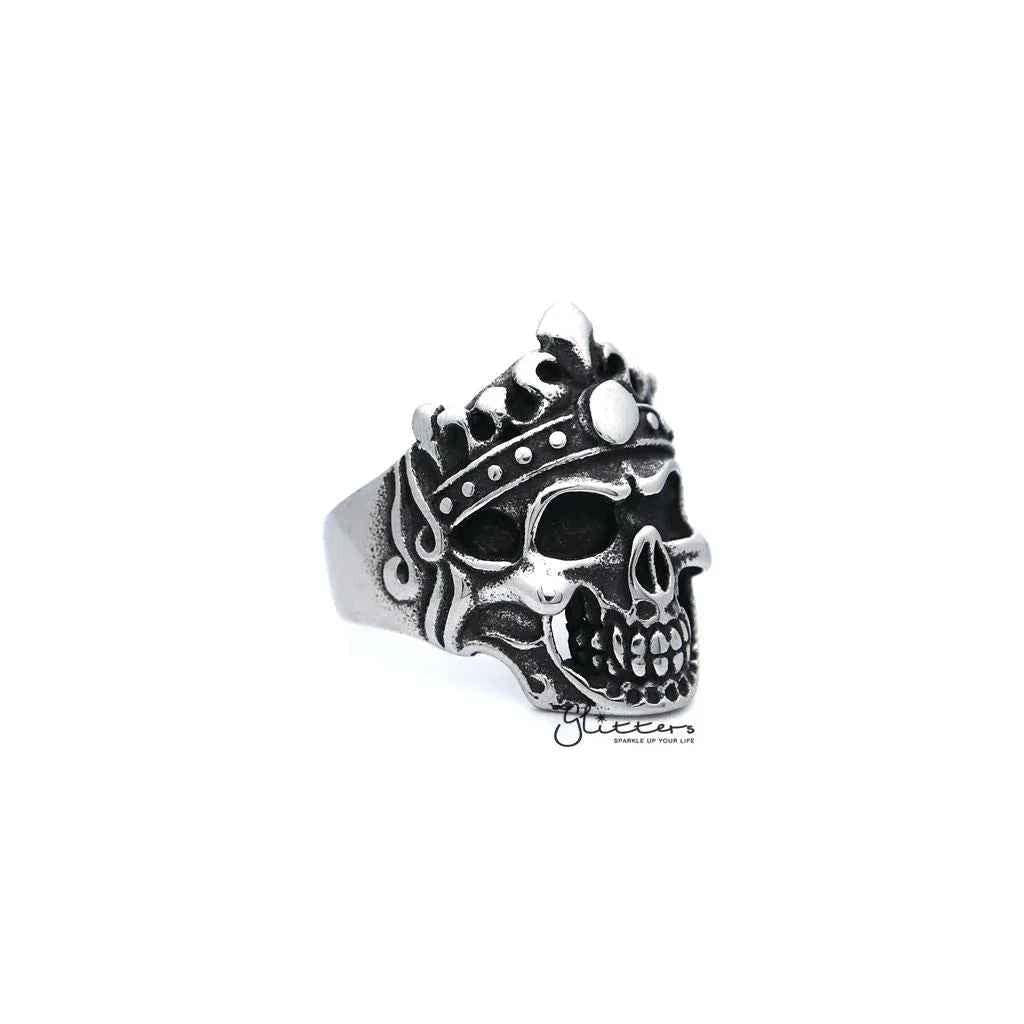 Men's Antiqued Stainless Steel Skull King Casting Rings