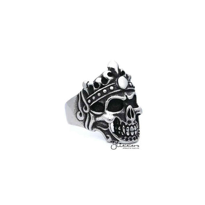 Men's Antiqued Stainless Steel Skull King Casting Rings