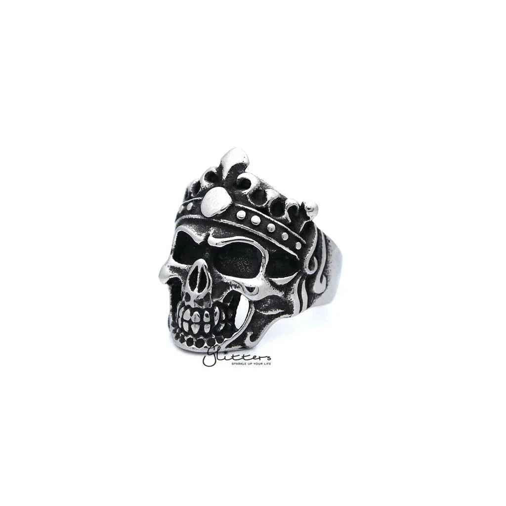 Men's Antiqued Stainless Steel Skull King Casting Rings