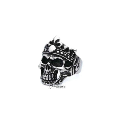 Men's Antiqued Stainless Steel Skull King Casting Rings