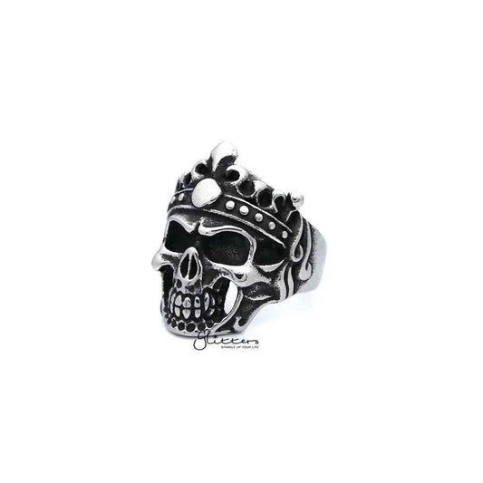 Men's Antiqued Stainless Steel Skull King Casting Rings