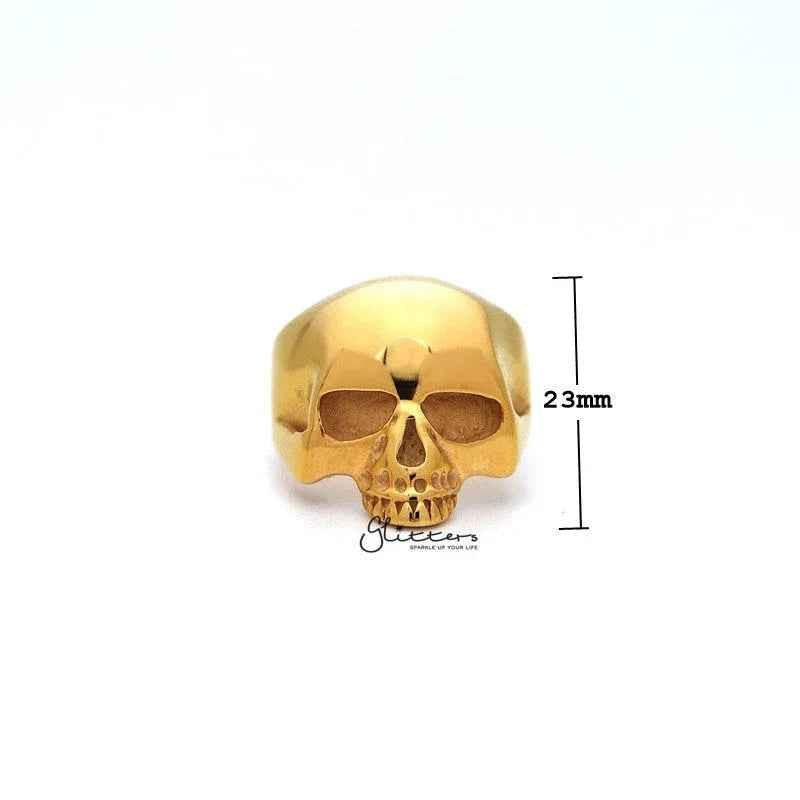 18K Gold I.P Stainless Steel Classic Skull Head Casting Men's Ring