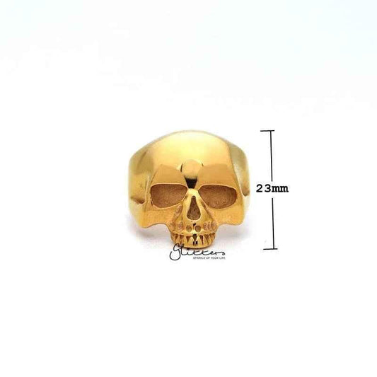 18K Gold I.P Stainless Steel Classic Skull Head Casting Men's Ring