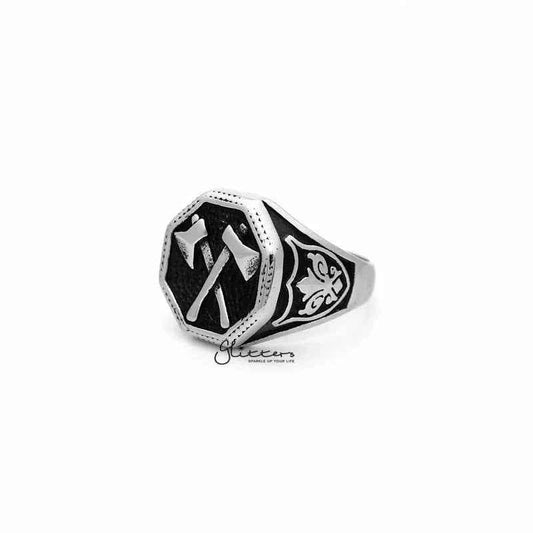 Stainless Steel Ax Hexagon Shape Casting Men's Rings