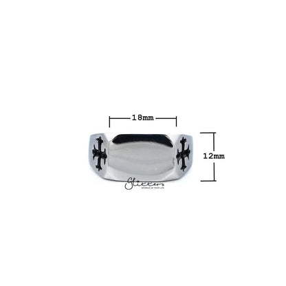 Men's Stainless Steel Glossy Rectangle with Crosses Casting Rings.