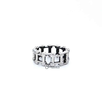 Stainless Steel Antiqued Motorcycle Chain Casting Men's Rings