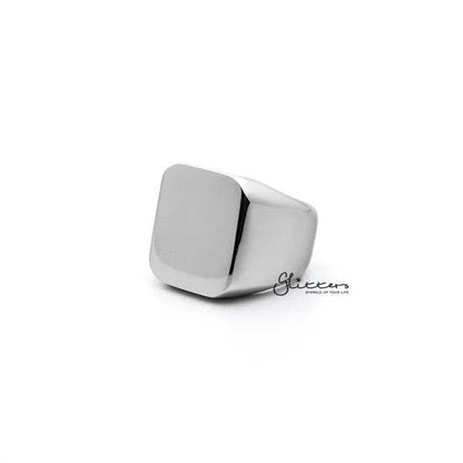 Stainless Steel High Polished Square Shape Men's Rings - Silver.