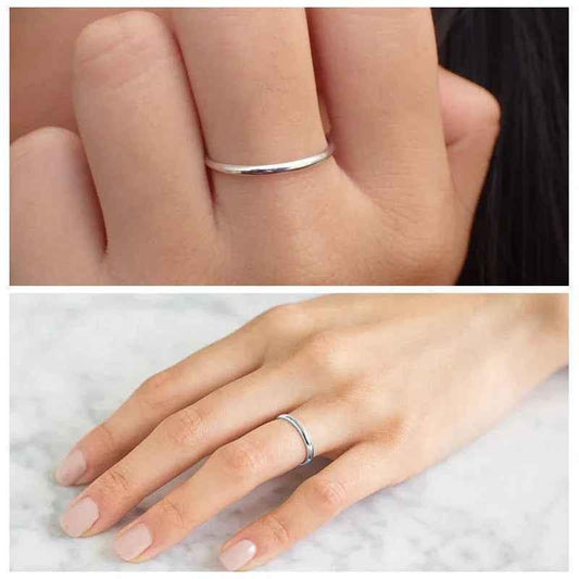 Stainless Steel 2mm Wide Glossy Mirror Polished Plain Band Ring