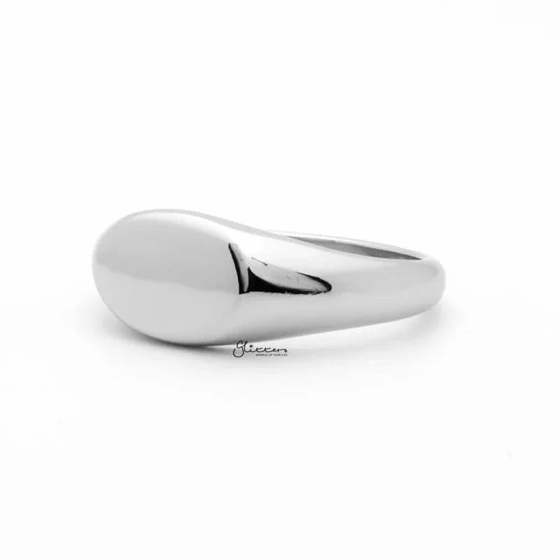 Stainless Steel Oval Signet Ring - Silver.