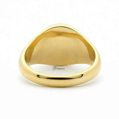 Stainless Steel Round Signet Ring - Gold