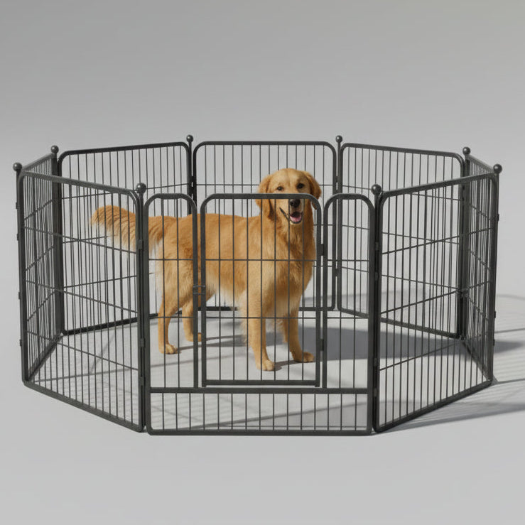 Pet Fence 8 Panels 80 x 80cm Dog Playpen Pet Enclosure SILVER MIX dealonline.co.nz