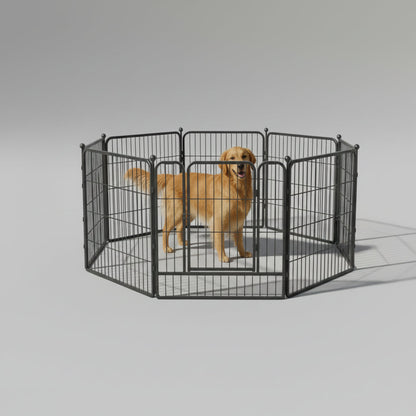 Pet Fence 8 Panels 80 x 80cm Dog Playpen Pet Enclosure SILVER MIX dealonline.co.nz