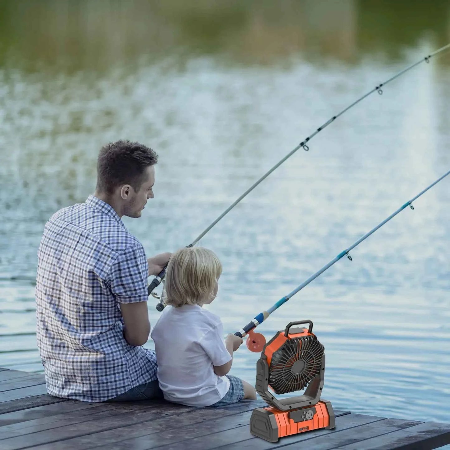Outdoor Camping Fan with Power Bank and LED Light - Portable 3-Speed Fan