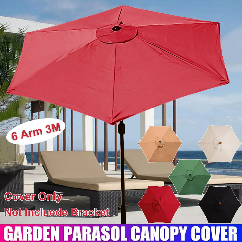 5 Colours 6-Arm/3M Parasol Replacement Cloth Round Garden Umbrella Cover dealonline.co.nz