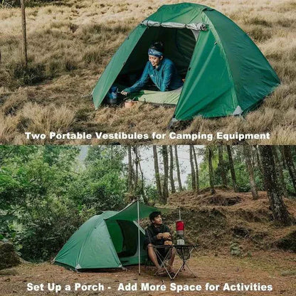 Ultralight 2-Person Waterproof Camping Tent - Double Layer Backpacking Tent with Vestibules