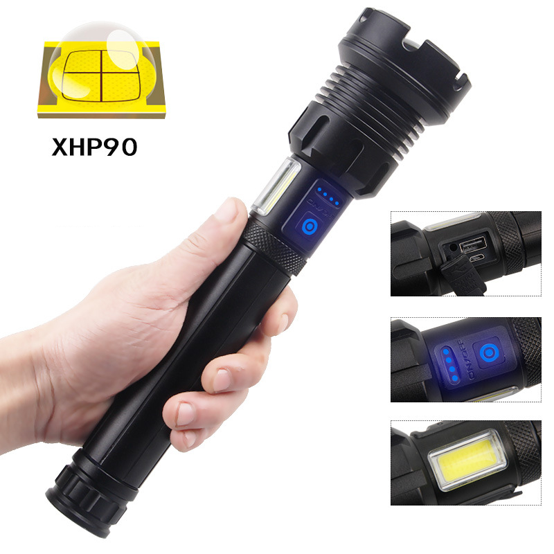 LED Torch Rechargeable High Lumens Flashlight with two 26650 Batteries dealonline.co.nz