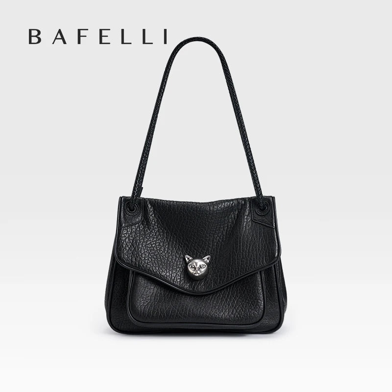 BAFELLI Chained Genuine Leather Satchel Bag
