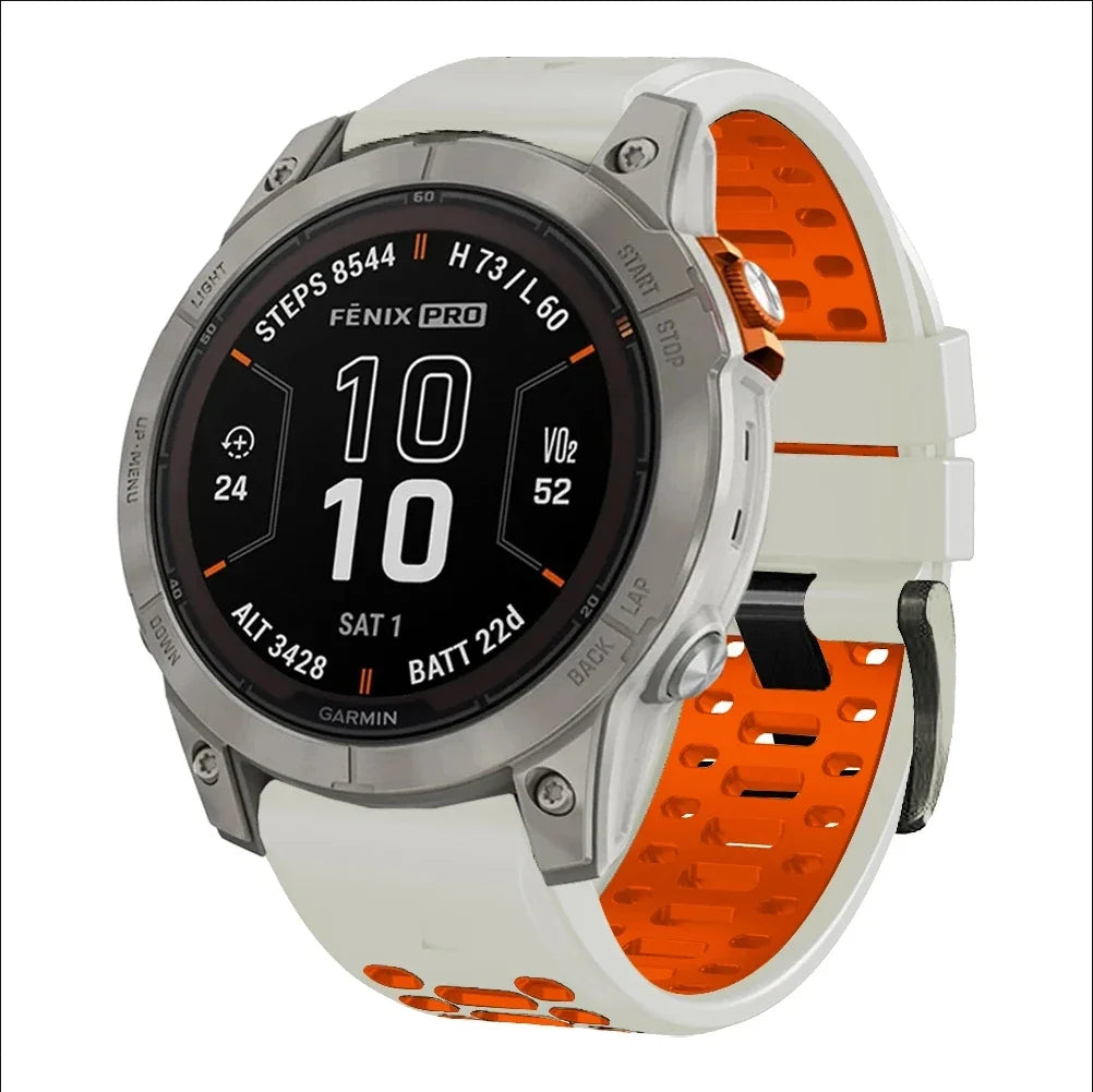 Quickfit Silicone Watch Band for a Range of Garmin Watches (22mm) (See list of models in the description) Habicare