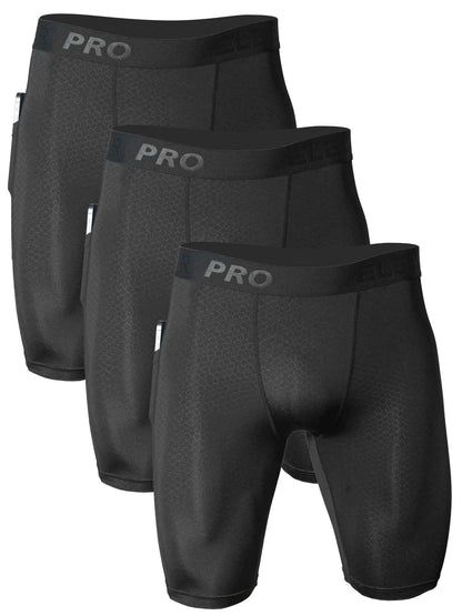 3pcs Men's Sports Underwear with Pockets - Running Fitness, Snake Pattern Embossed, Moisture Wicking Quick Drying