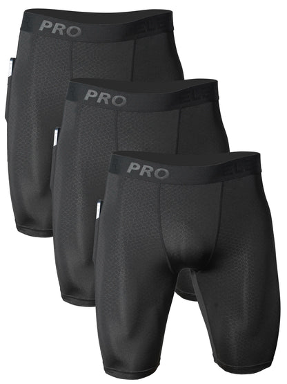 3pcs Men's Sports Underwear Plus Size with Side Pockets, Front Inner Pocket, Snake Pattern Embossed, 1XL-6XL - ShopHub