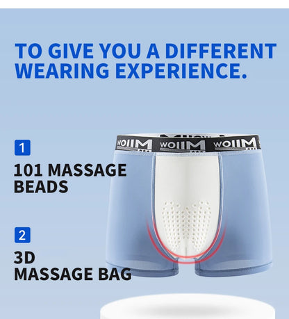 MiiOW 3Pcs Men's Breathable Underwear Ice Silk 10A Antibacterial Boxershorts with 101 Massage Beads - ShopHub