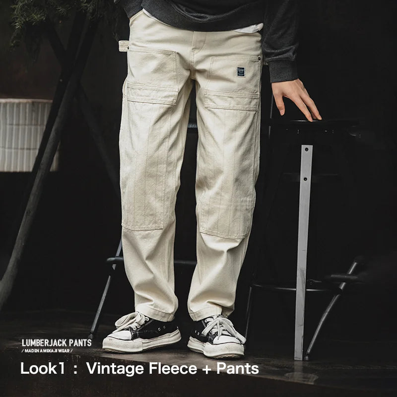 Maden Multi Pockets White Jeans