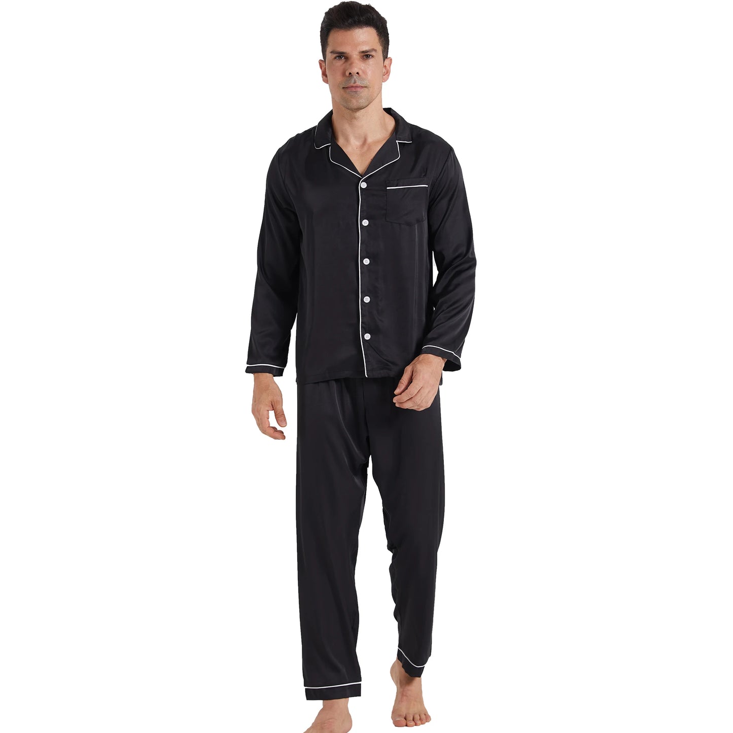 Ultimate Comfort with Men's Silk Satin Pajamas Set – Luxury Loungewear for Relaxation