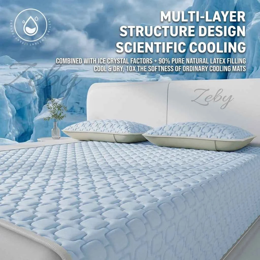 2026 New Thicken Natural Latex Filling Summer Mat for Bed Cooling Feel Mattress Cover Bed Pad Pillowcase Ice Silk Bedsheet Set