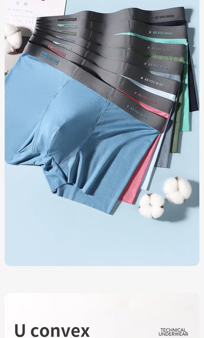 MiiOW Men Underwear Boxers - 3Pcs Cotton Antibacterial Crotch Silky Breathable Boxers - ShopHub