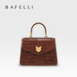 BAFELLI Crocodile-Pattern Leather Business Flap Bag