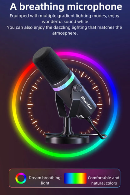 Bluedio S3000 Microphone - USB/XLR Dynamic Mic for Gaming, Streaming, and PS5/4 with Headphone Jack, RGB, and Mute Function - ShopHub