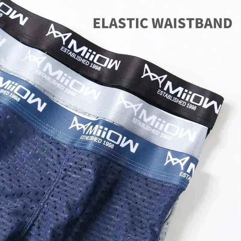 MiiOW Mesh Breathable Men Boxers Underwear Sexy Ice Silk Men's Panties Mens Underpants Plus Size Man Boxer Briefs L-4XL Trunks