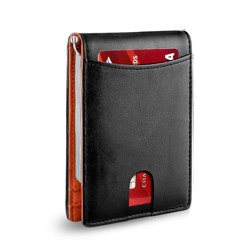 Rfid Leather Men Wallets Money Bag Slim Thin Card Holder Wallet Carbon Fiber Male Small Short Purse Black Billfold Walet Gifts