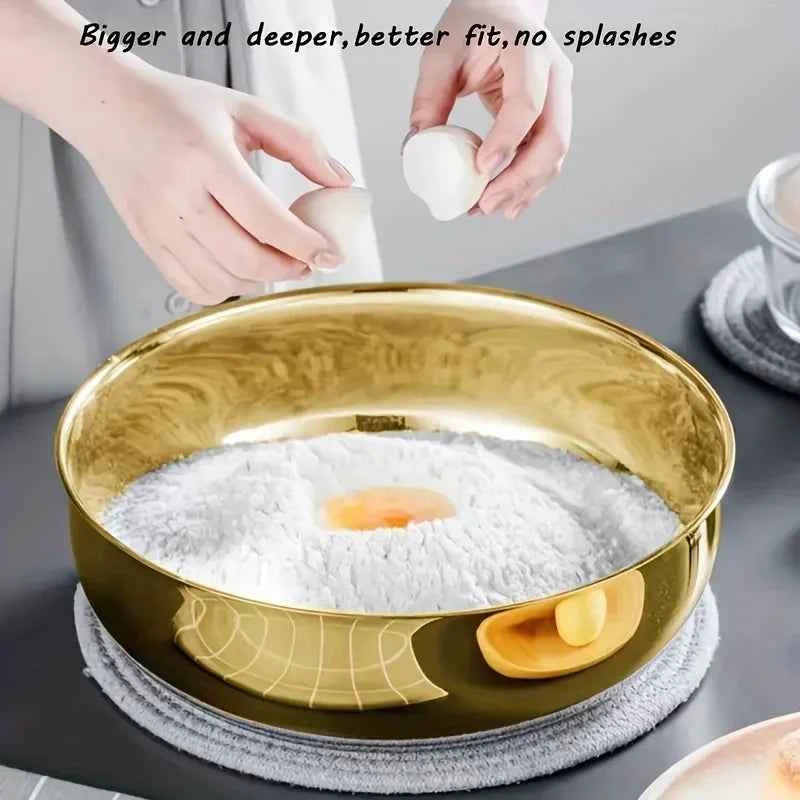 Stainless Steel Large Capacity Bowl, Suitable for Mixing Dough, Cleaning Vegetables, Stirring Salads, Easy To Clean