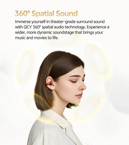QCY Crossky C30S Wireless Earphones - Hi-Res LDAC Open Ear Clip-On Bluetooth 6.0 Sports Headphones with 40H Battery Life - ShopHub