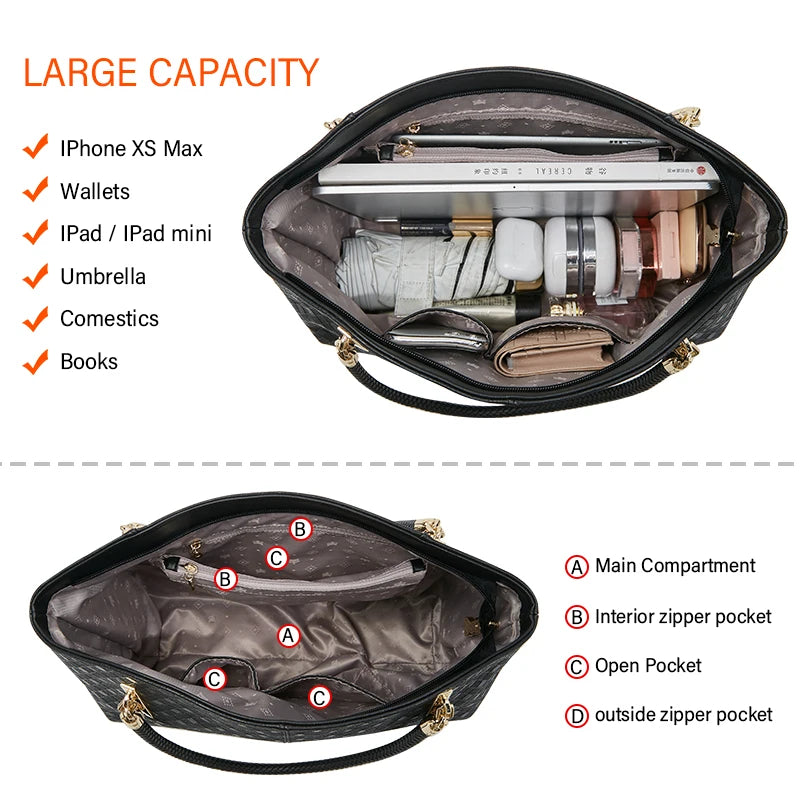 FOXER Genuine Leather Lady's Handbag Elegant Luxury Design Women Shoulder Bag Large Capacity Tote Bag Best Gift for Mom,Wife