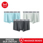 MiiOW 3Pcs Men's Breathable Underwear Ice Silk 10A Antibacterial Boxershorts with 101 Massage Beads - ShopHub