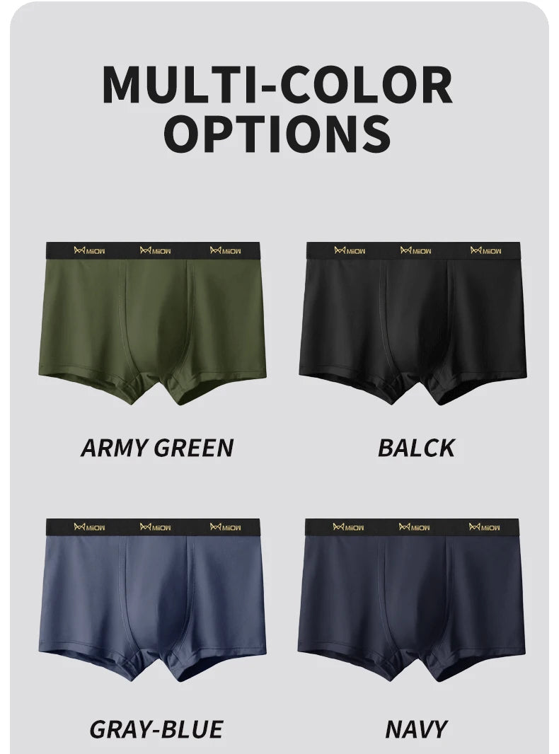 MiiOW 3Pcs Men's Antibacterial Boxer Underwear - Cotton Breathable Mesh Crotch Plus Size Boxershorts - ShopHub