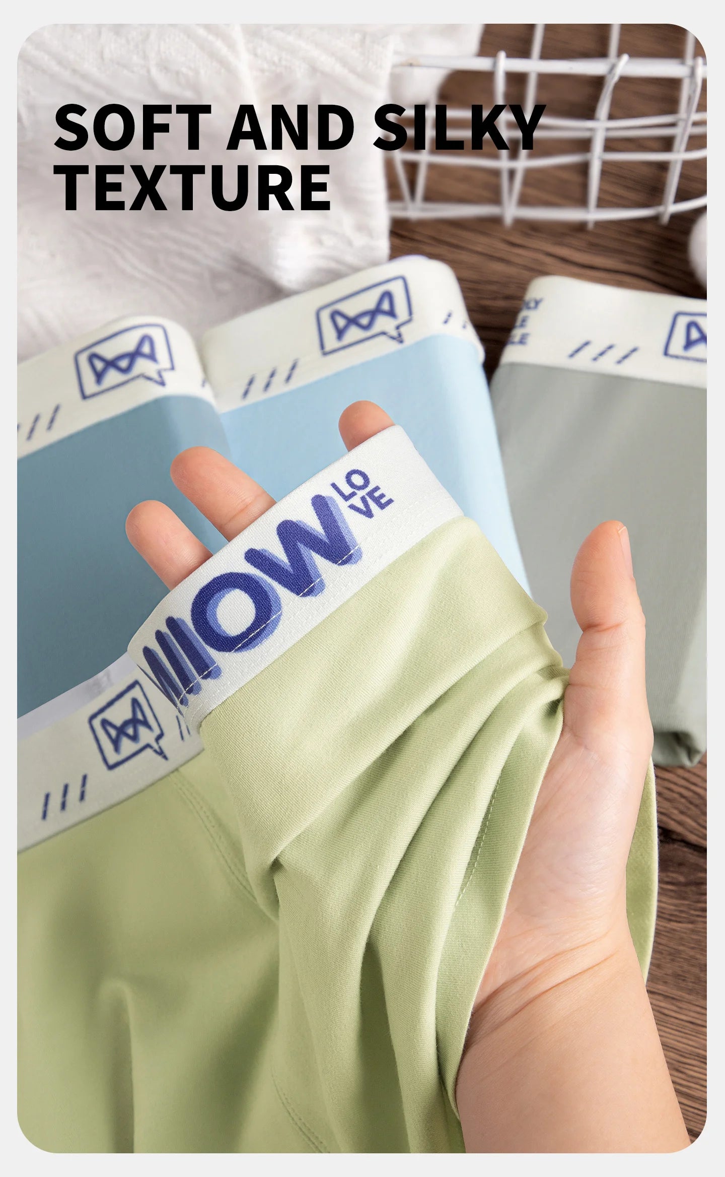 MiiOW Cotton Men's Underwear - 3Pcs Antibacterial Soft Silky Breathable Boxershorts - ShopHub