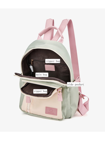 FOXER Women Fabric Backpack Lightweight Travel Shoulder Bag Ladies Multi‑pocket School Bag Casual Daily Female Rucksack