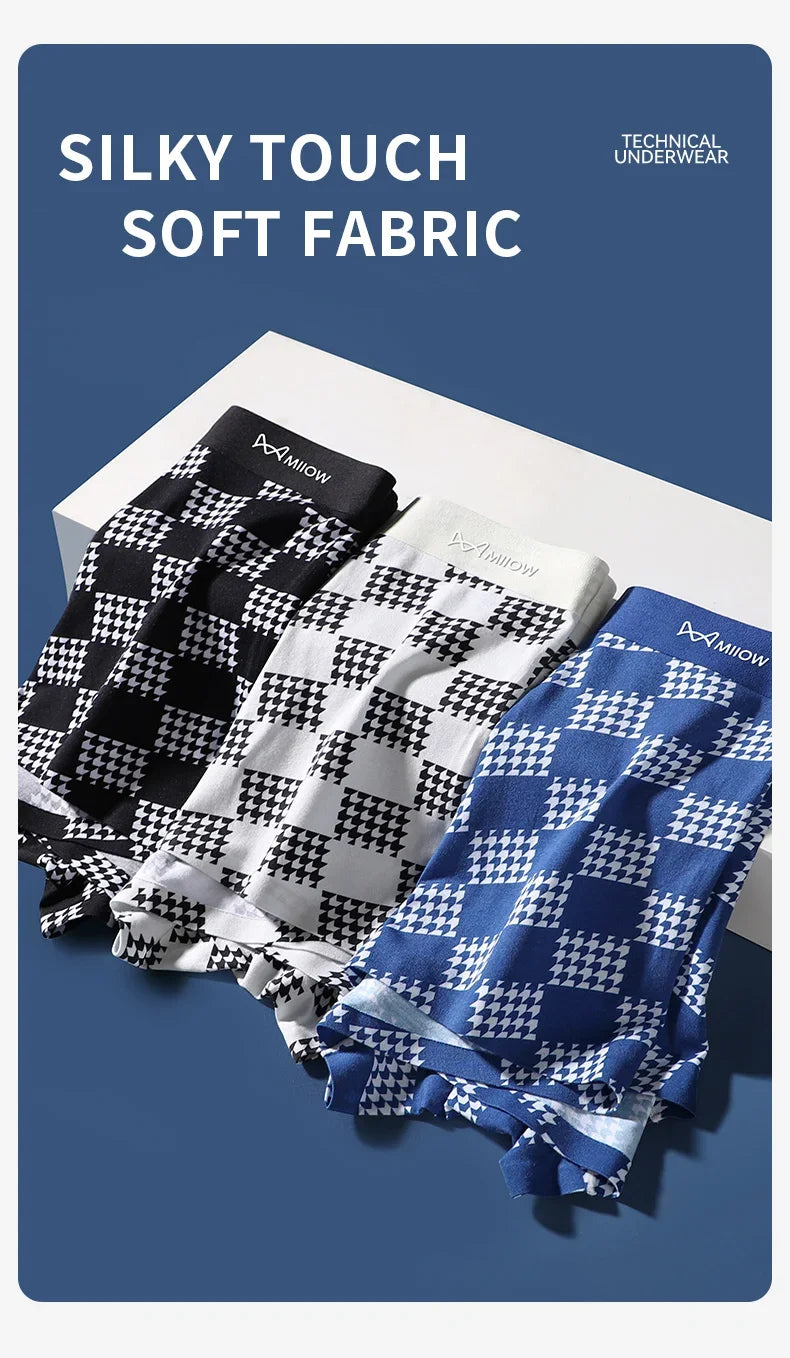 MiiOW Men's Antibacterial Boxer Shorts - 3Pcs Modal Cotton Underwear - ShopHub