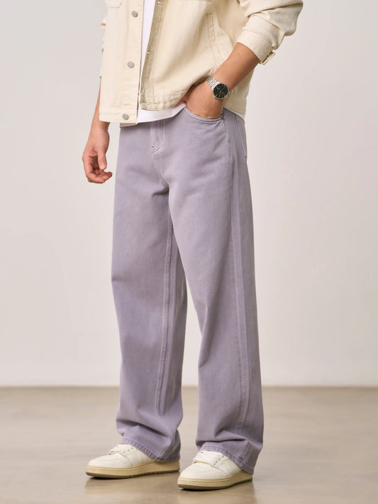 SIMWOOD 2026 Autumn Winter New Washed Vintage Baggy Jeans Men 12.3oz Twill Denim Casual Streetwear Trousers