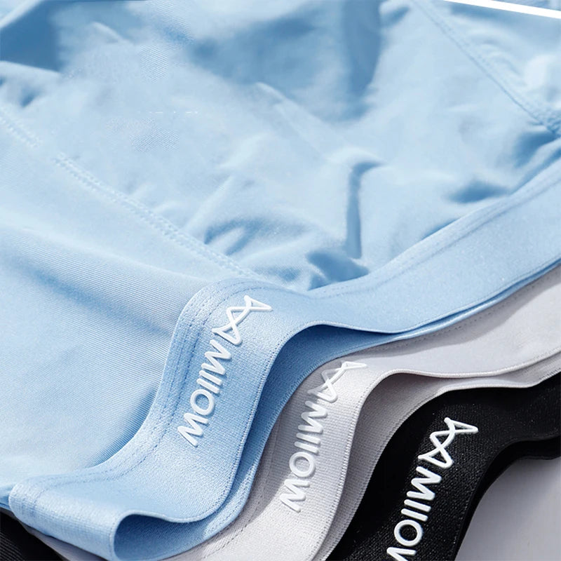 MiiOW Ice Silk Men's Underwear - 3Pcs Graphene Antibacterial Breathable Boxer Briefs - ShopHub
