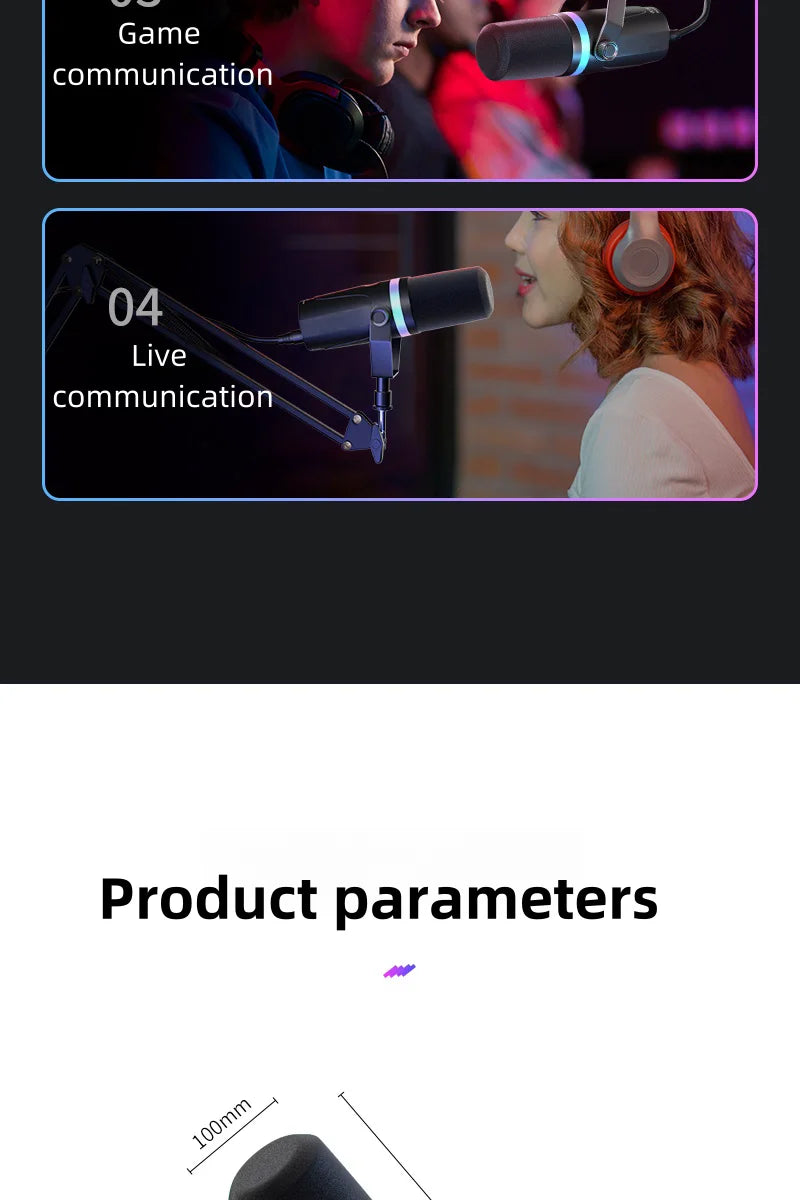 Bluedio S3000 Microphone - USB/XLR Dynamic Mic for Gaming, Streaming, and PS5/4 with Headphone Jack, RGB, and Mute Function - ShopHub