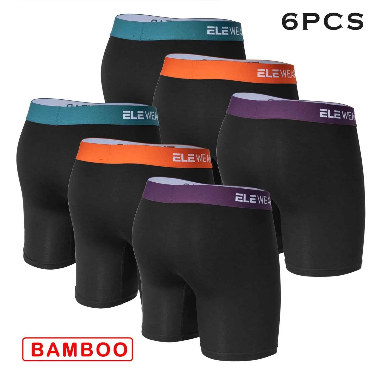 6 Pcs Bamboo Men's Underwear - Breathable Boxershorts with Opening, Plus Size Fashion Underwear